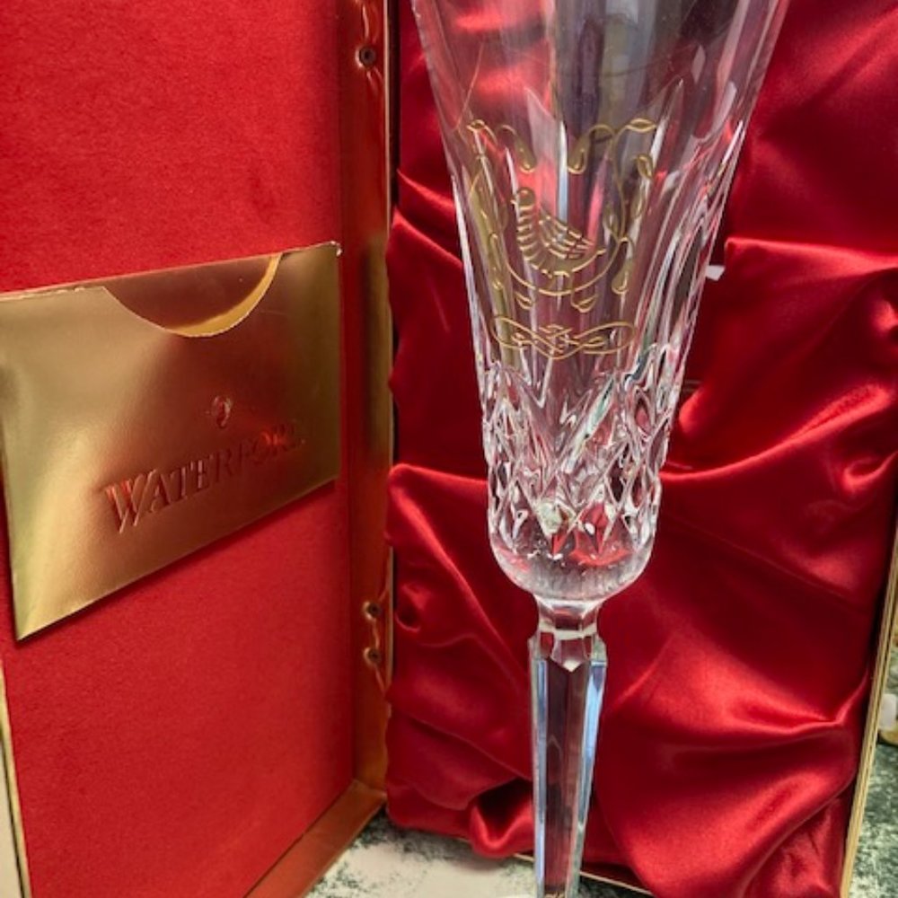 Waterford Crystal 12 Days of Christmas  Lismore Partridge Gold Flute